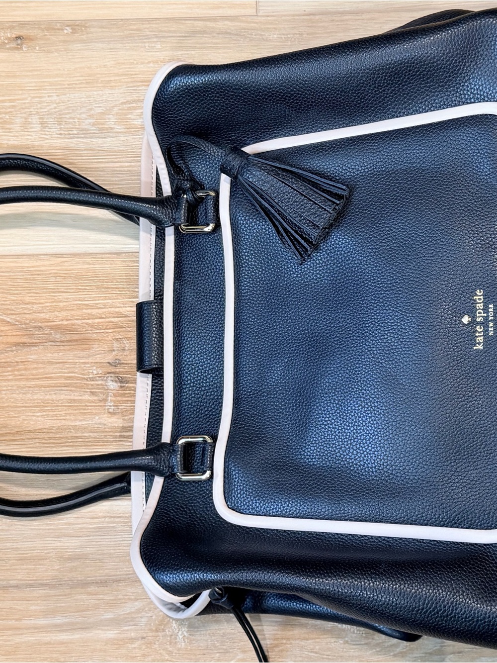 kate spade Black Leather pebbled tote bag